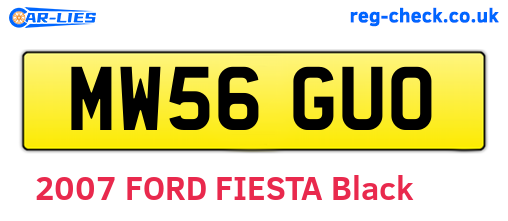 MW56GUO are the vehicle registration plates.