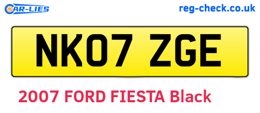 NK07ZGE are the vehicle registration plates.