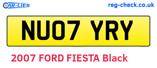 NU07YRY are the vehicle registration plates.