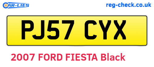 PJ57CYX are the vehicle registration plates.