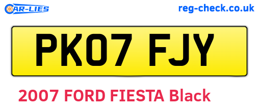 PK07FJY are the vehicle registration plates.
