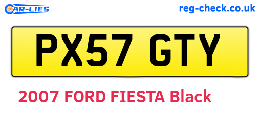 PX57GTY are the vehicle registration plates.