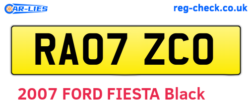 RA07ZCO are the vehicle registration plates.