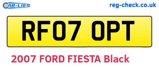 RF07OPT are the vehicle registration plates.
