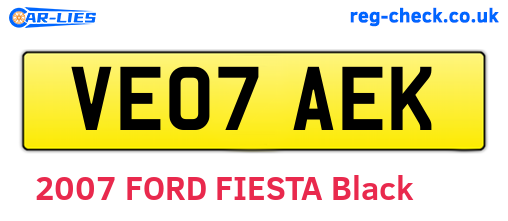 VE07AEK are the vehicle registration plates.
