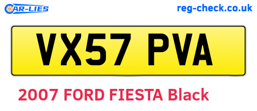 VX57PVA are the vehicle registration plates.