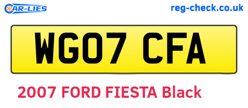 WG07CFA are the vehicle registration plates.