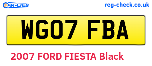 WG07FBA are the vehicle registration plates.