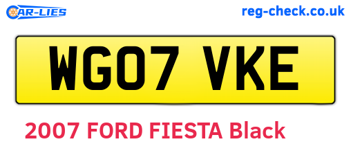 WG07VKE are the vehicle registration plates.