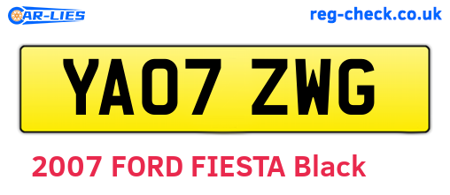 YA07ZWG are the vehicle registration plates.