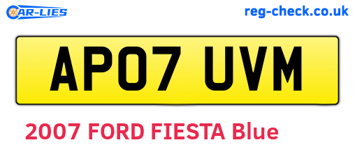 AP07UVM are the vehicle registration plates.