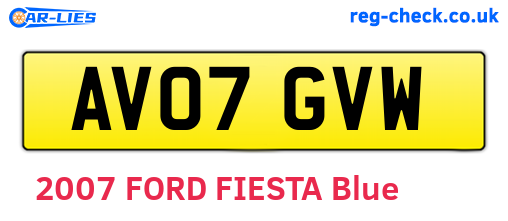 AV07GVW are the vehicle registration plates.
