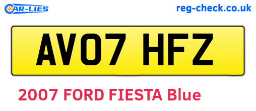 AV07HFZ are the vehicle registration plates.