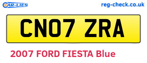 CN07ZRA are the vehicle registration plates.