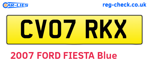 CV07RKX are the vehicle registration plates.