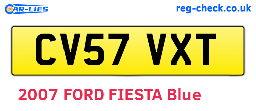 CV57VXT are the vehicle registration plates.