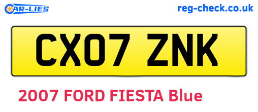 CX07ZNK are the vehicle registration plates.