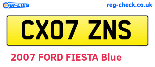 CX07ZNS are the vehicle registration plates.