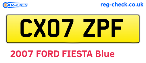 CX07ZPF are the vehicle registration plates.