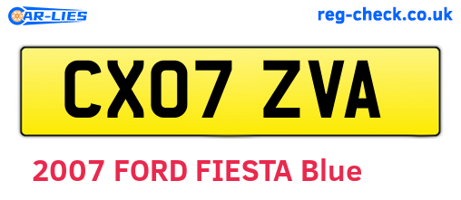 CX07ZVA are the vehicle registration plates.