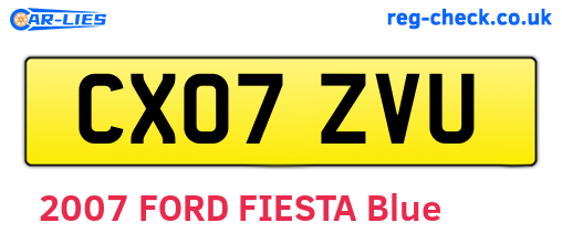 CX07ZVU are the vehicle registration plates.