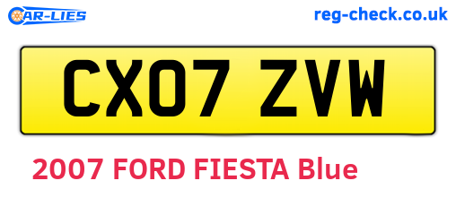 CX07ZVW are the vehicle registration plates.