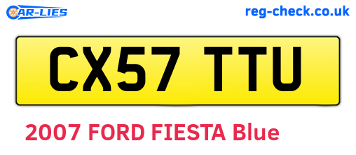 CX57TTU are the vehicle registration plates.