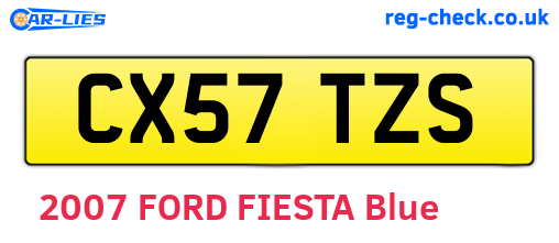 CX57TZS are the vehicle registration plates.