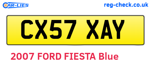 CX57XAY are the vehicle registration plates.