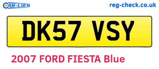 DK57VSY are the vehicle registration plates.