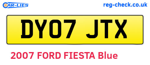 DY07JTX are the vehicle registration plates.