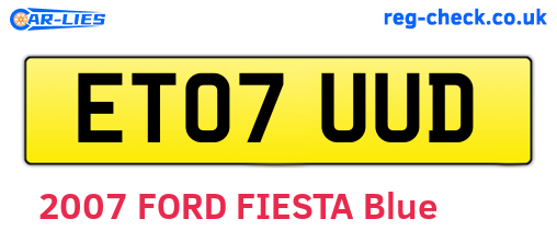 ET07UUD are the vehicle registration plates.