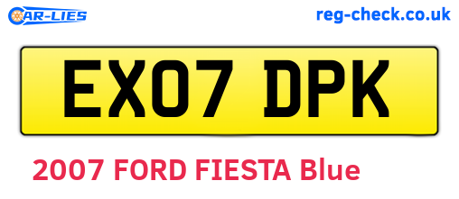 EX07DPK are the vehicle registration plates.