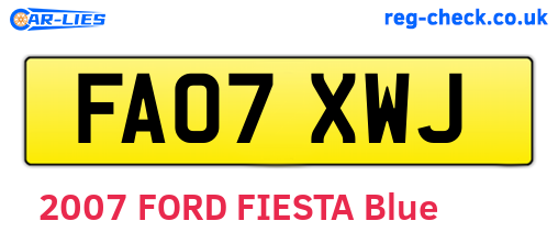 FA07XWJ are the vehicle registration plates.