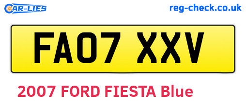 FA07XXV are the vehicle registration plates.