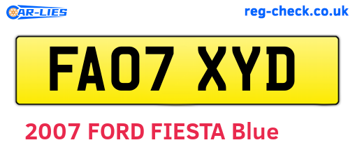 FA07XYD are the vehicle registration plates.
