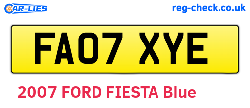 FA07XYE are the vehicle registration plates.