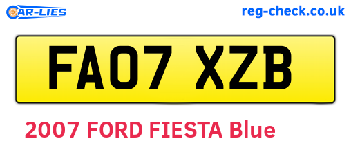 FA07XZB are the vehicle registration plates.