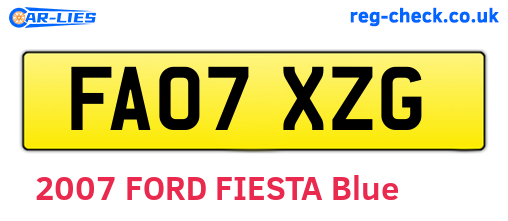 FA07XZG are the vehicle registration plates.