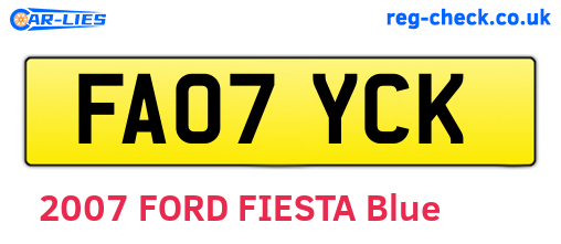 FA07YCK are the vehicle registration plates.