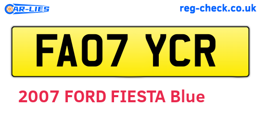 FA07YCR are the vehicle registration plates.
