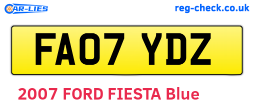 FA07YDZ are the vehicle registration plates.