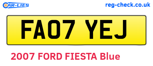 FA07YEJ are the vehicle registration plates.
