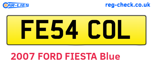 FE54COL are the vehicle registration plates.