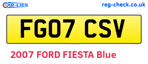 FG07CSV are the vehicle registration plates.