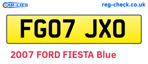FG07JXO are the vehicle registration plates.