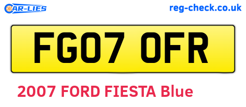 FG07OFR are the vehicle registration plates.
