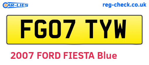 FG07TYW are the vehicle registration plates.