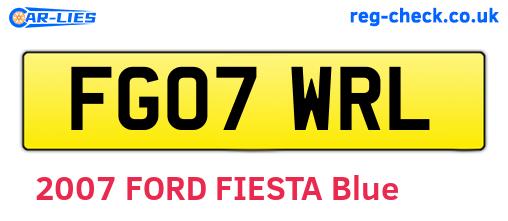 FG07WRL are the vehicle registration plates.