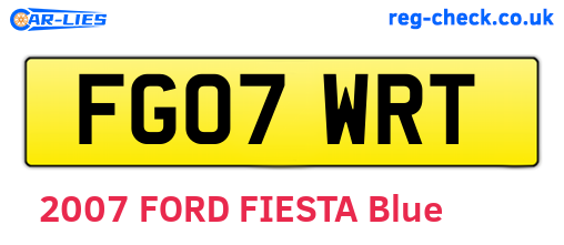 FG07WRT are the vehicle registration plates.
